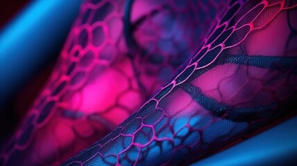 Poster - A close up of a blue and pink fabric, AI