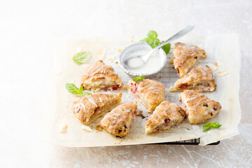 Wall Mural - Homemade scones with sugar glaze