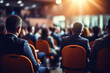 Round table discussion at business convention and Presentation, Audience at the conference hall, Business and entrepreneurship symposium, blur image, aesthetic look