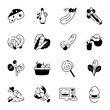 Collection of Healthy Food Hand Drawn Icons 

