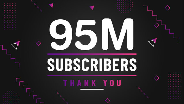 Thank you 95 million subscriber congratulation template banner. 95 million celebration subscribers template for social media