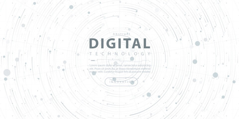 Digital technology futuristic internet network speed connection white background, cyber nano information, abstract communication, innovation future tech data, Ai big data line dot illustration vector