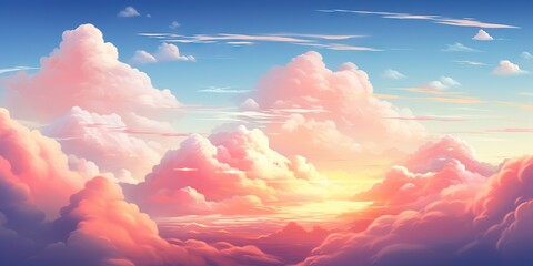 Wall Mural - Picturesque Dusk  Ethereal Sky   Rosy Clouds, Generative AI