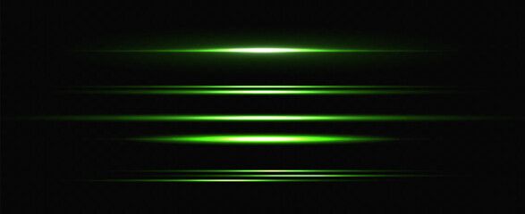 Wall Mural - vector illustration in green color. set of lighting effects. glare and flashes. bright rays of light