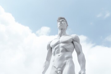 Wall Mural - low angle view of a man statue against blue sky