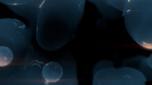Lighting Blue Fantastic Mild Meta Objects Particles - Dark Bokeh Bg - Abstract 3D Illustration