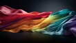 colorful fabric blowing in the wind on dark background