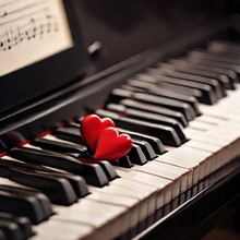 Red Rose On Piano Keys