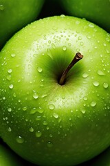 Wall Mural - Overhead view full frame close up view of one green apple.