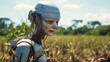 © Sumon758 - A Humanoid Robot is working in the field as a farmer and naturally looked