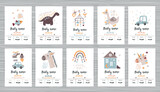 Fototapeta Dinusie - Baby shower invitation templates with cute animals.