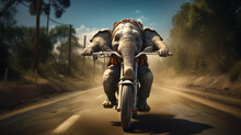 Baby Elephant Riding A Bike Or Bicycle