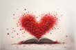 open book with hearts coming out. Design for romantic literature, love message or banner, Valentine advertisement. Generative AI