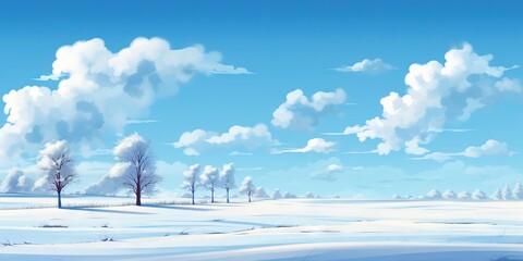 Wall Mural - Enchanted Frostscape  Snow cloaked Trees in Vast Winter Realm, Generative AI