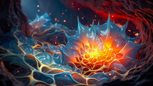 3D Illustration Of Abstract Fractal For Creative Design, Art And Entertainment. Dragon Nest And Eggs. Abstract And Fantastic Planet Background. 