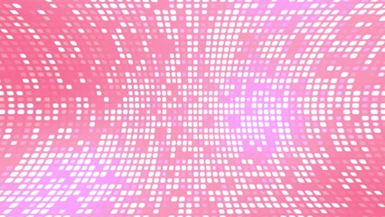 Wall Mural - shiny square dots flash and curve like a kaleidoscope on a 4k pink background.