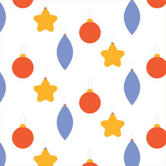 Wall Mural - Seamless New Year s background, pattern with Christmas elements. Hand drawing.