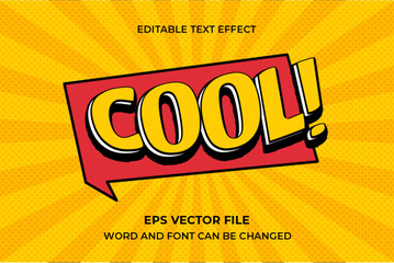 Vector comic speech bubble word cool editable text effect template