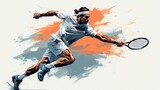 Fototapeta Młodzieżowe - Illustration of a man playing tennis, stylized image, dynamic pose