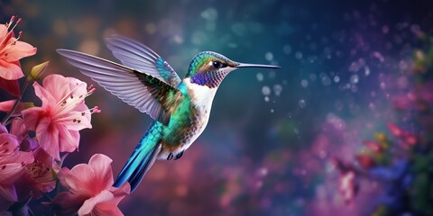 Wall Mural - Blossom Wings  Enchanting Spring Hummingbird, Generative AI