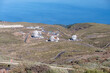 View on international space observatory and telescopes on La Palma island located on highest mountain range Roque de los muchachos, sunny day, Canary islands, Spain