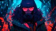 Synthwave anime manga girl, lofi background wallpaper design, neon, woman, hoodie, cyber punk, steam punk, gas mask