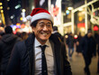 © kalafoto - business people wearing a Santa hat walks down the street on Christmas night