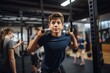 © Markus Schröder - handsome kid male practicing rope climb in a gym