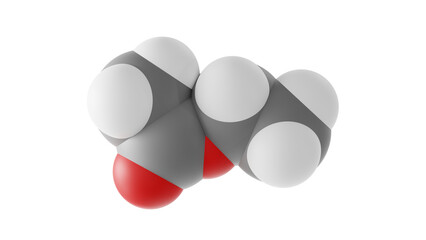 Sticker - ethyl acetate molecule, ethyl ethanoate, molecular structure, isolated 3d model van der Waals