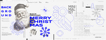 Merry Christmas And Happy New Year! 2024. Modern Minimalistic Christmas Banner. Vector Illustration With Elements Of Typography. Vector Geometric Objects. Trendy Retro Style.