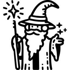 Poster - Wizard toddler white and black icon