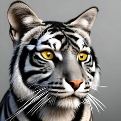 Canvas Print - a tiger on the left side is in close up with bright yellow eyes