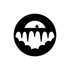 Sticker - Sinkhole Warning Icon - Simple Vector Illustration