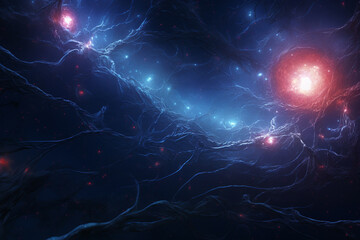 Wall Mural - neurons connecting and transmitting information.