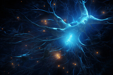 Wall Mural - neurons connecting and transmitting information.
