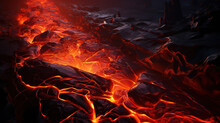 Lava Erupts From A Volcano.