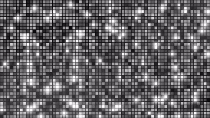 Wall Mural - black and gray grid scroll and flash irregularly with blurred white lights.