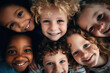 © vefimov - Group of children with big smiles posing for camera. Childhood and creating positive atmosphere