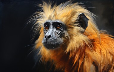 Wall Mural - A close up of the portrait of the yellow monkey.