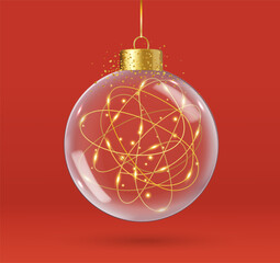 Wall Mural - 3d Realistic hanging glass christmas balls