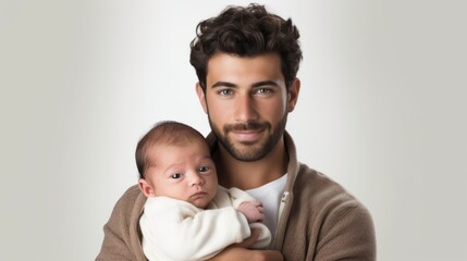 Canvas Print - A man holding a baby in his arms