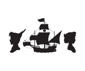 peter pan ship, Peter Pan , Peter Pan cut file, Peter Pan Silhouette, Peter Pan vector, Peter Pan vector clipart, Peter Pan cricut