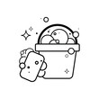 Isolated sponge and bucket with bubble icon Vector