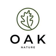 Wall Mural - oak leaf line art logo vector simple icon template design