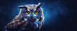 © Michal - Funny owl portrait against dark night background. eagle-owl head detail.