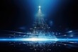 digital technical christmas tree glowing illustration