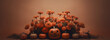 Autumnal Splendor: Halloween Pumpkin Adorned with Elegant Rose Straw Flowers AI generated