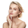 © Kayel - Beautiful Young Blond Woman with Perfect Skin touching her face Facial treatment Cosmetology beauty