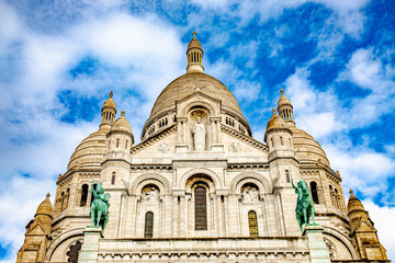 Paris downtown in the Montmartre area and sacre coeur church