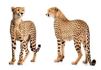 Wall Mural - cheetah, side front and back view, isolated background